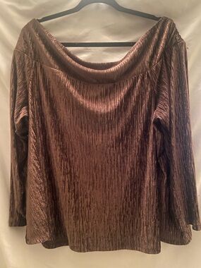 Women’s Shimmery Brown Off-Shoulder Top
